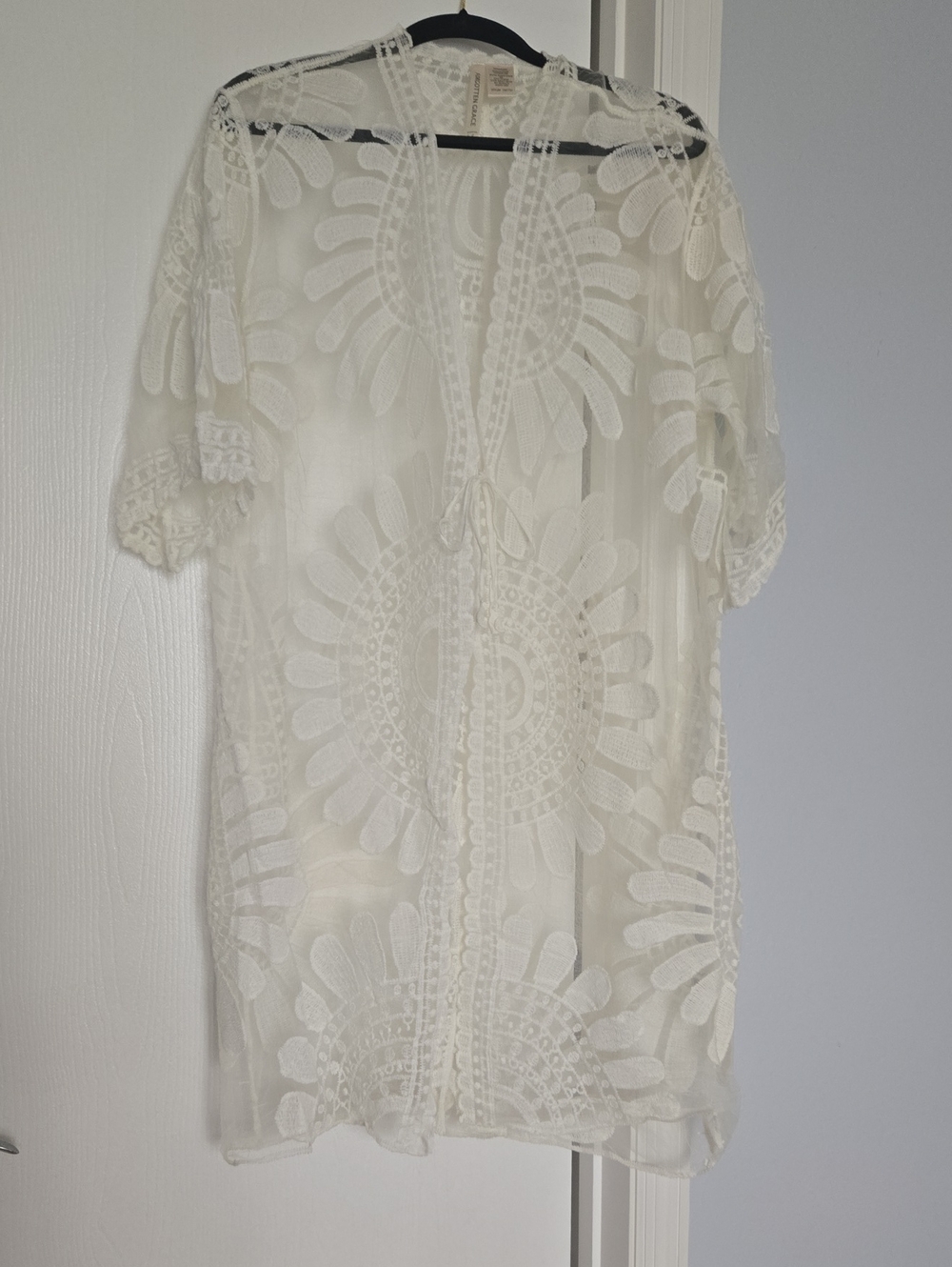 Women’s Sheer Crochet Swim Coverup - White